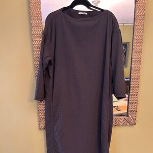 Black Crane cotton-linen cocoon dress - S/M
